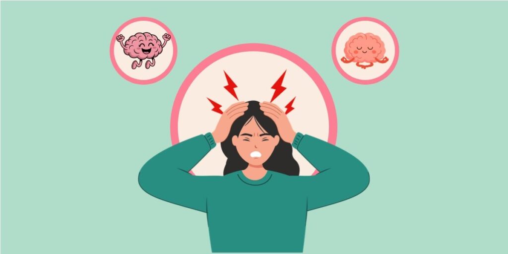 Illustration of a girl seen under stress